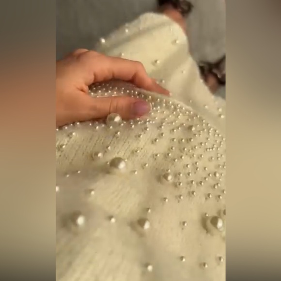 ZARA 2 PIECES MATCHING SET KNIT SWEATER WITH PEARLS AND PEARL KNIT MINI SKIRT - Picture 16 of 16